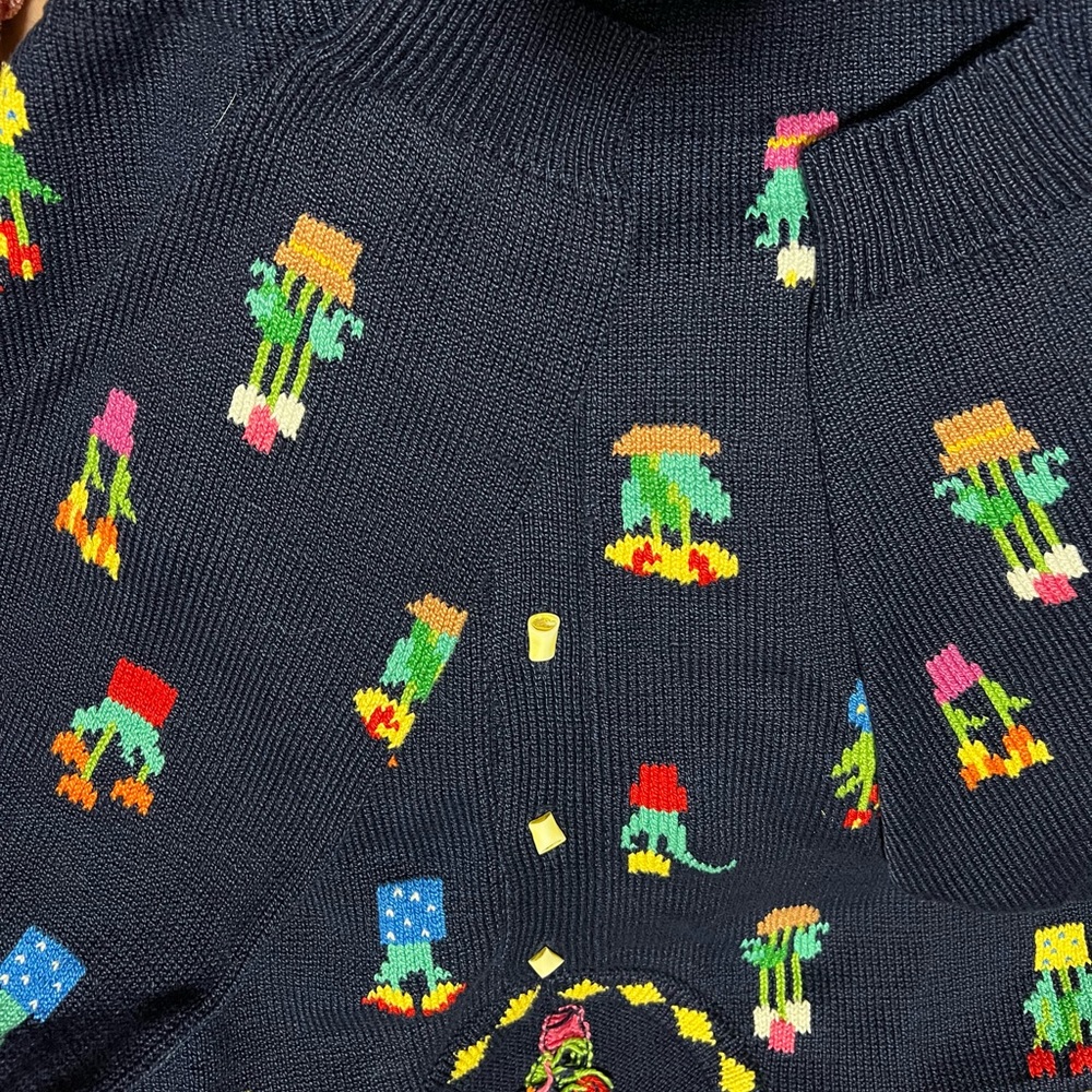 Navy Floral Planter Knit Cardigan Sweater - Women - Picture 8 of 8